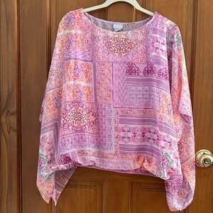 Chico's Pink and Purple Patchwork Blouse
